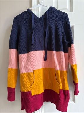 torrid Colorblock Hooded Sweater - Navy, Pink, Mustard & Berry